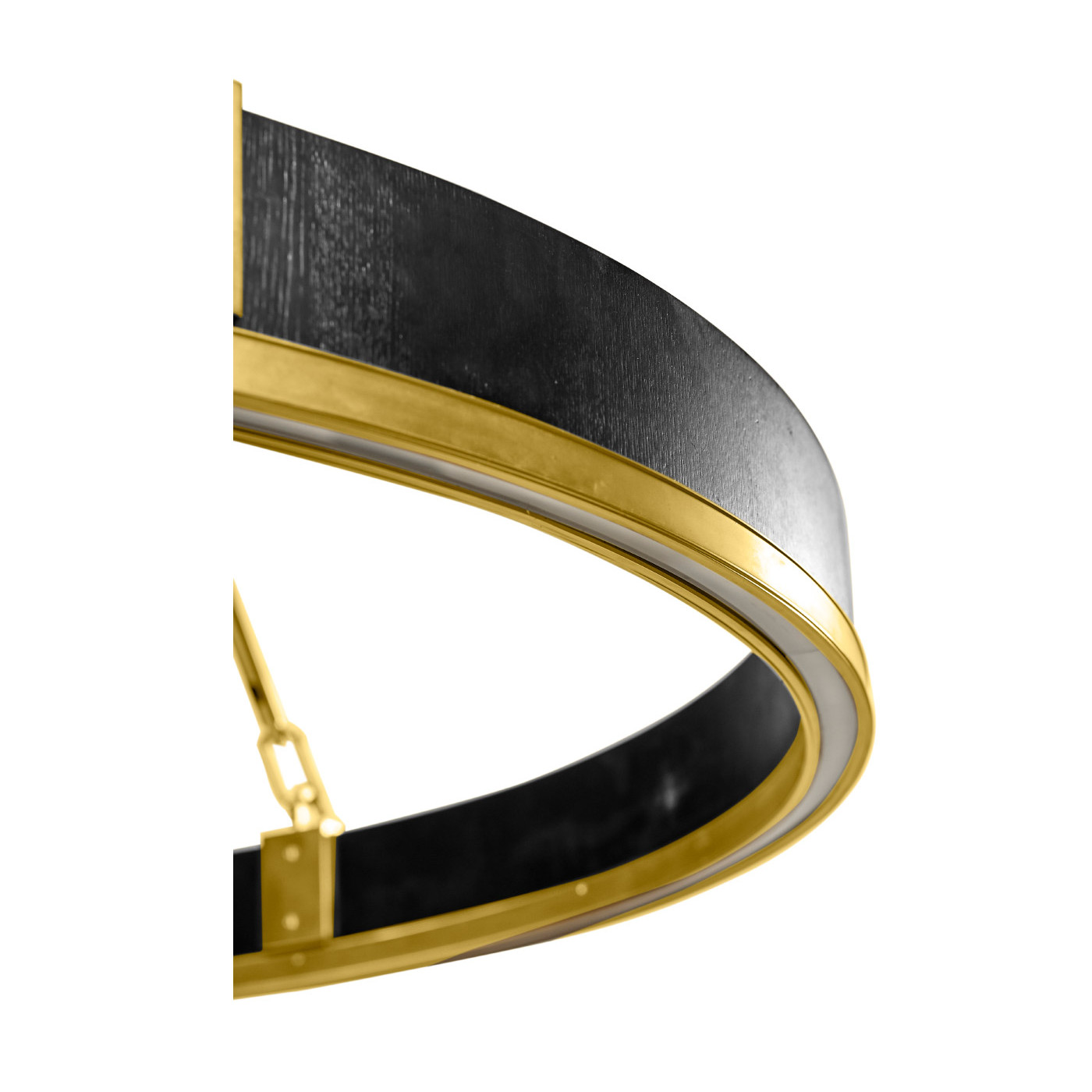 Round Contemporary Ebonised Oak & Brass Chandelier