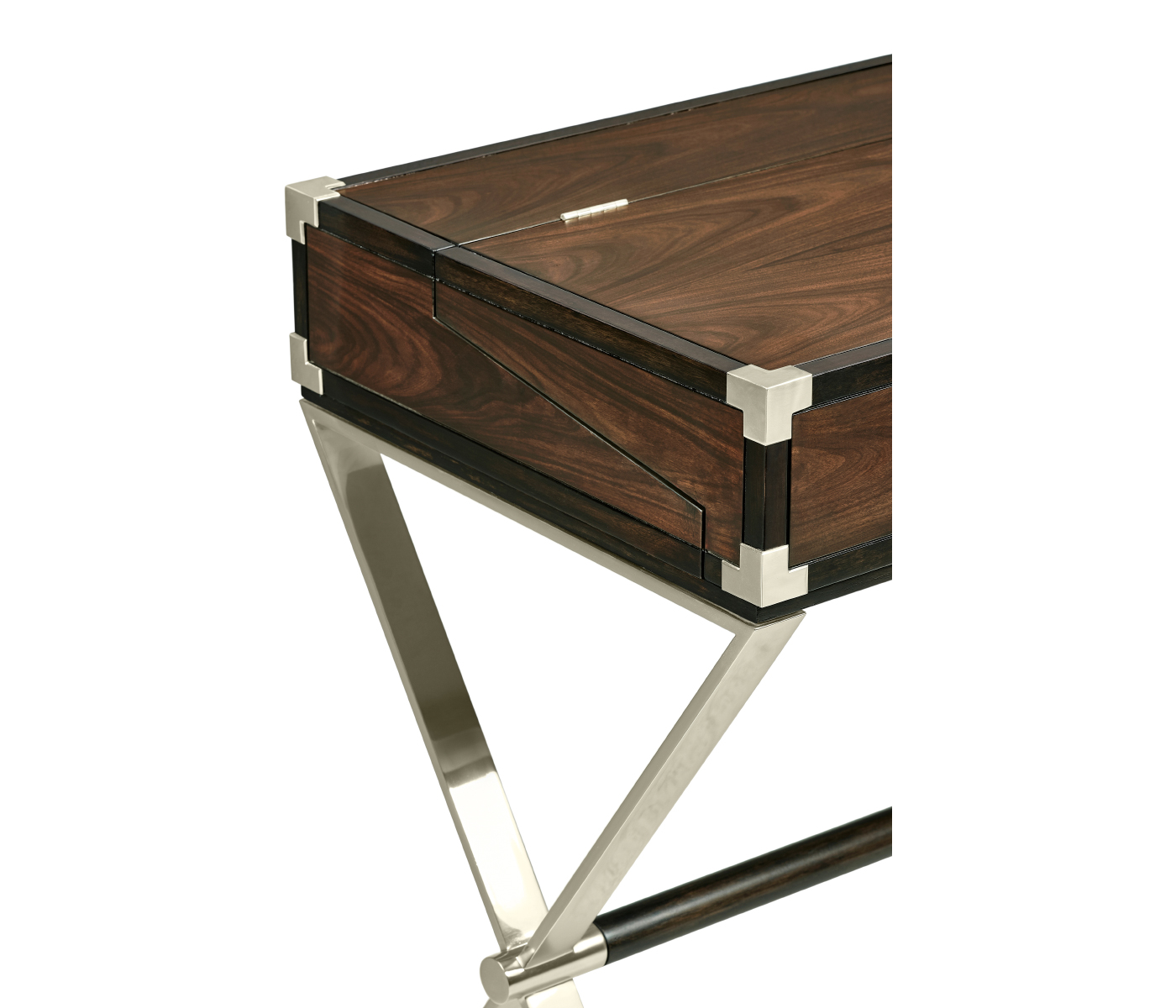 Campaign Style Dark Santos Rosewood Flip-Top Desk
