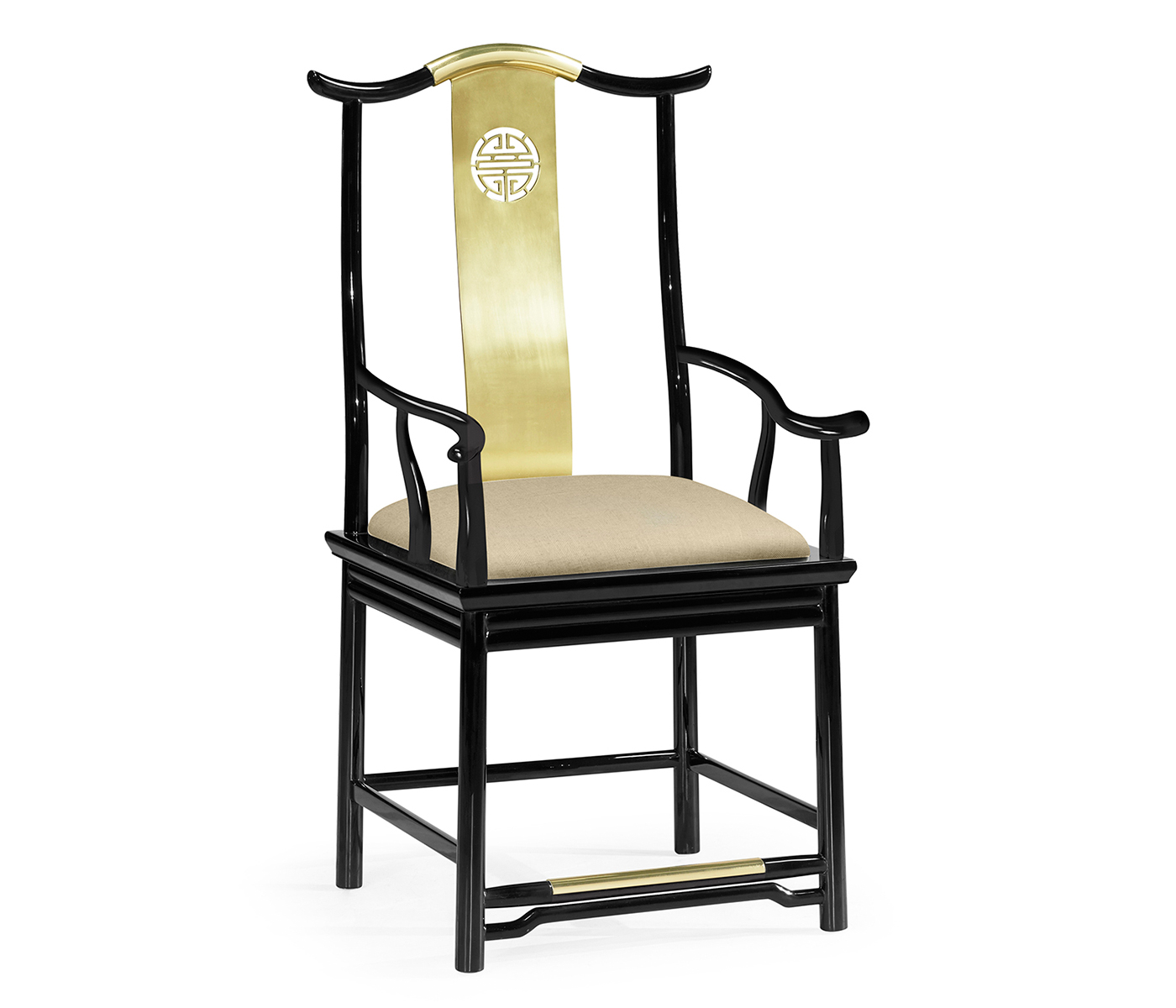 Fusion Black Gloss & Brass Dining Arm Chair