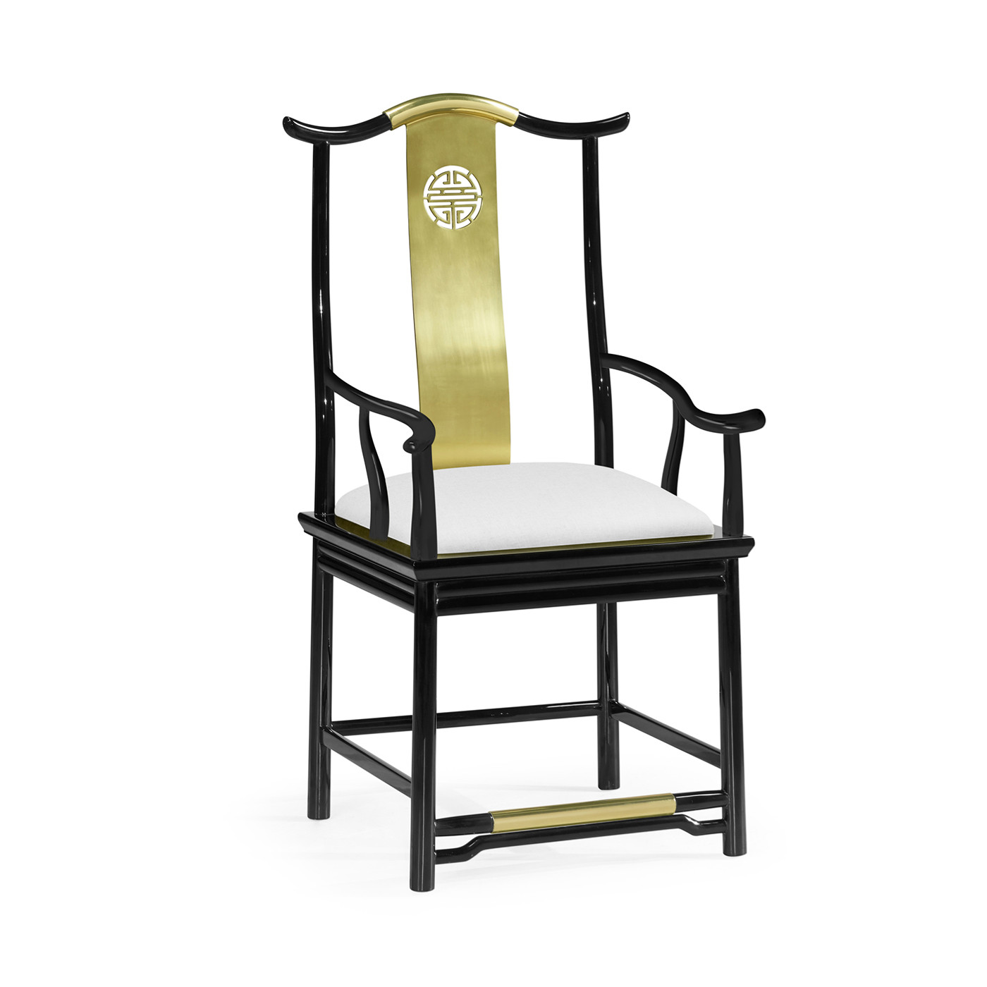 Fusion Black Gloss & Brass Dining Arm Chair