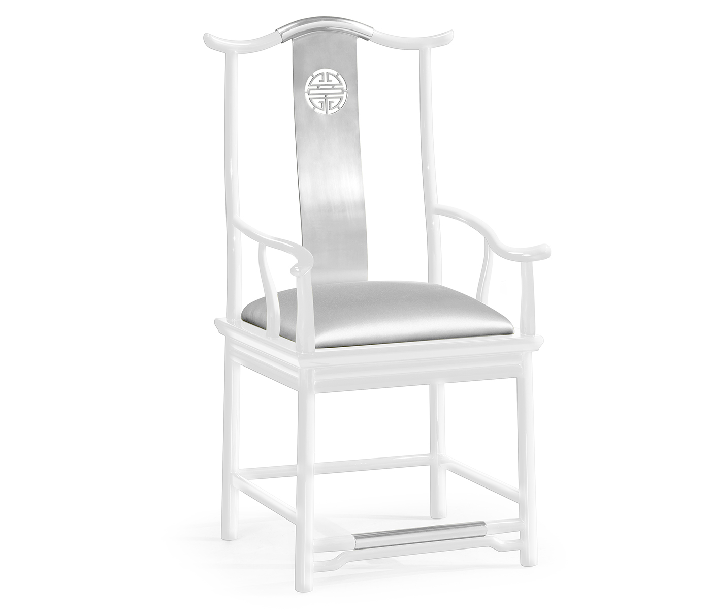 Fusion White Gloss & Stainless Steel Dining Arm Chair