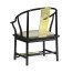 Fusion Rounded Black Gloss & Brass Dining Arm Chair