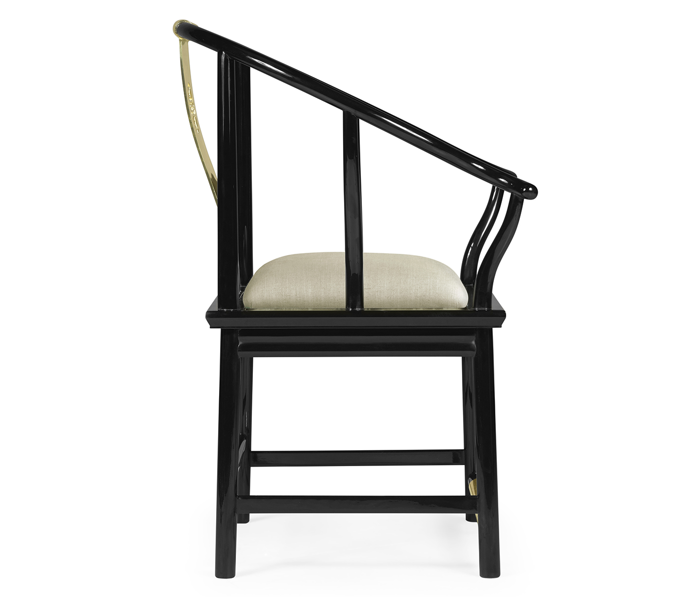 Fusion Rounded Black Gloss & Brass Dining Arm Chair