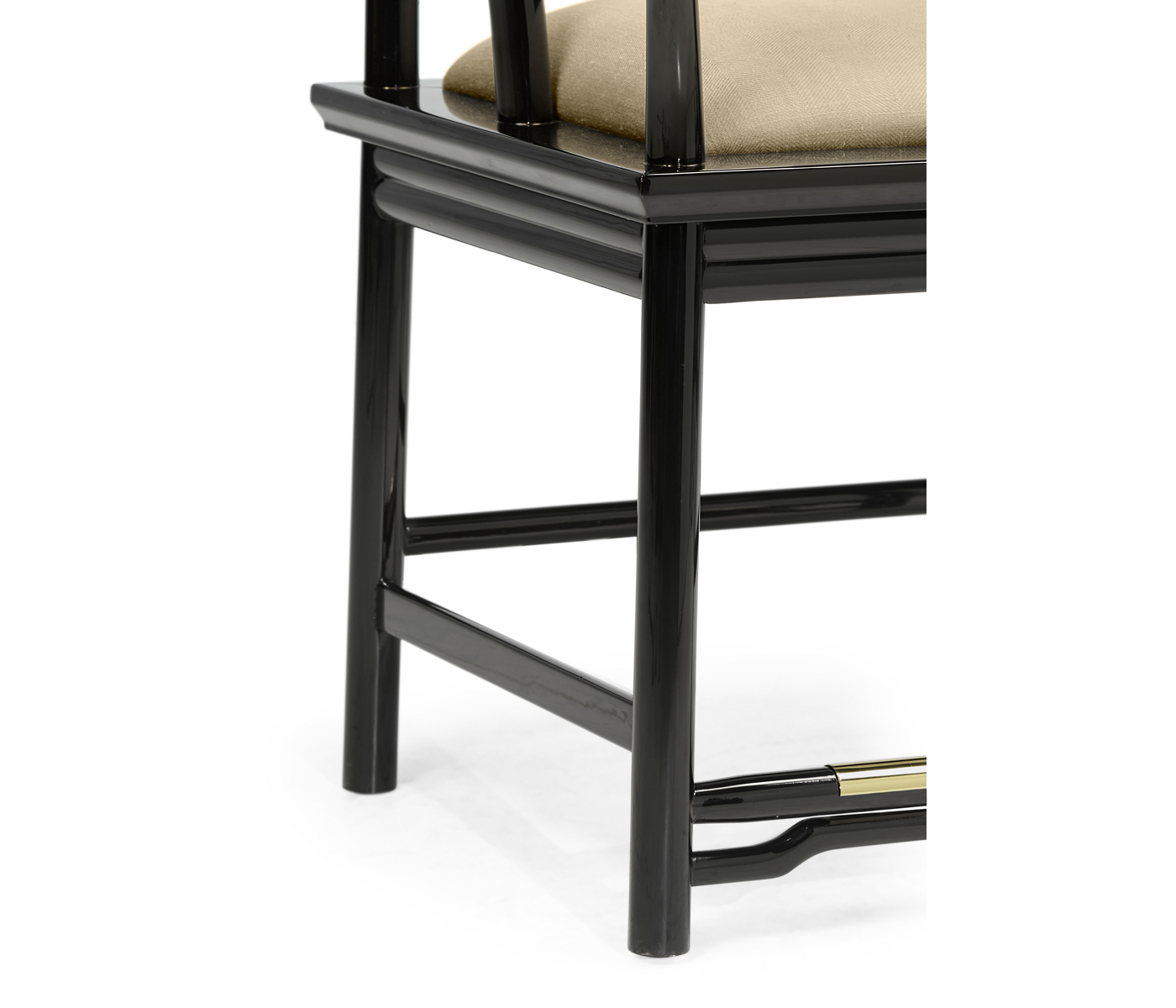 Fusion Rounded Black Gloss & Brass Dining Arm Chair