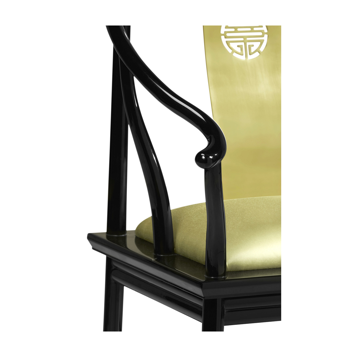 Fusion Rounded Black Gloss & Brass Dining Arm Chair