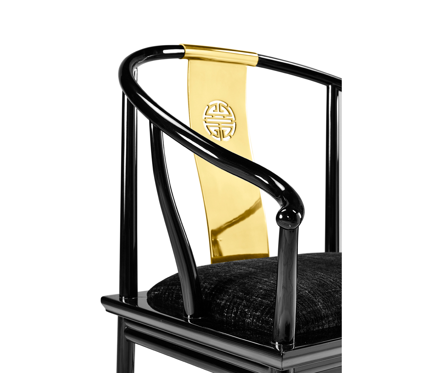 Fusion Rounded Black Gloss Dining Arm Chair