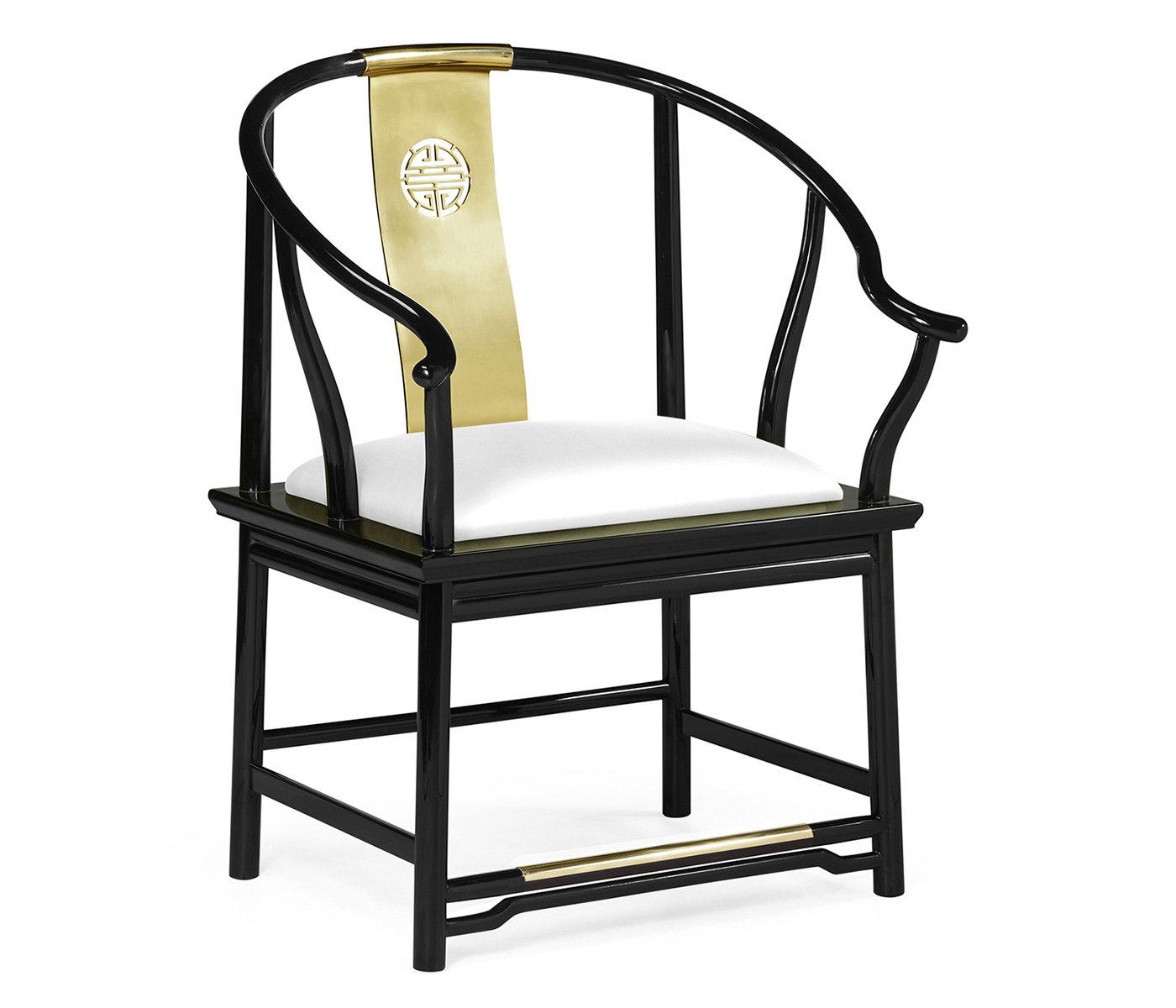 Fusion Rounded Black Gloss & Brass Dining Arm Chair