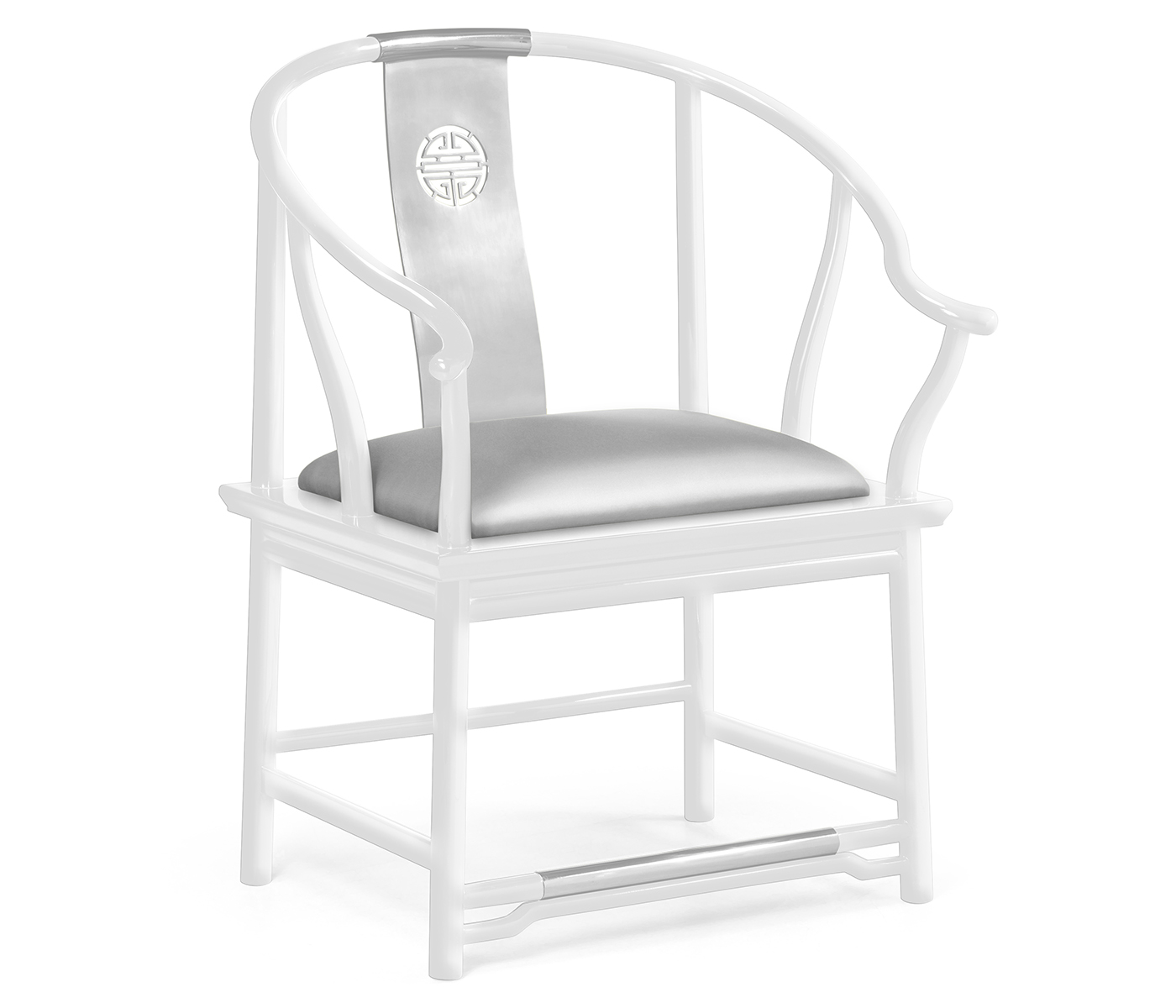 Fusion Rounded White Gloss & Stainless Steel Dining Arm Chair
