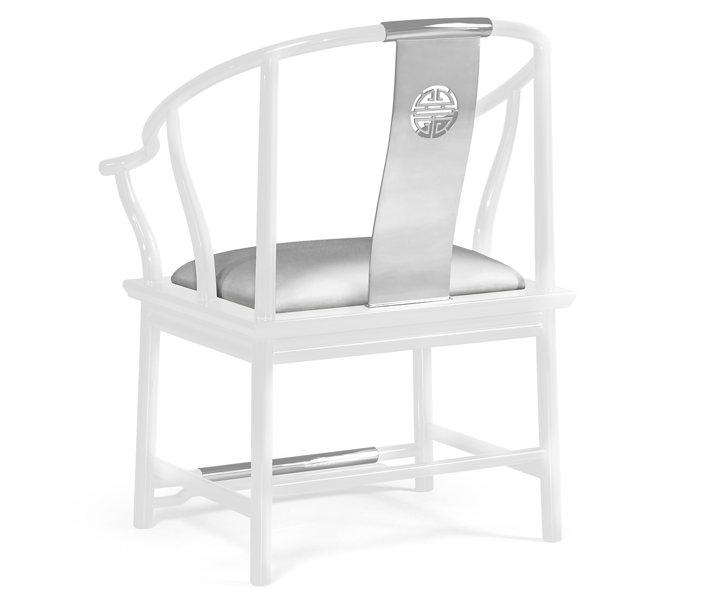 Fusion Rounded White Gloss & Stainless Steel Dining Arm Chair