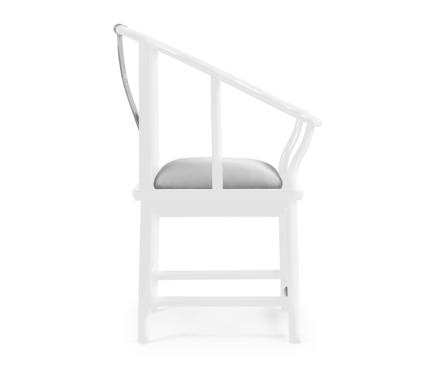 Fusion Rounded White Gloss & Stainless Steel Dining Arm Chair