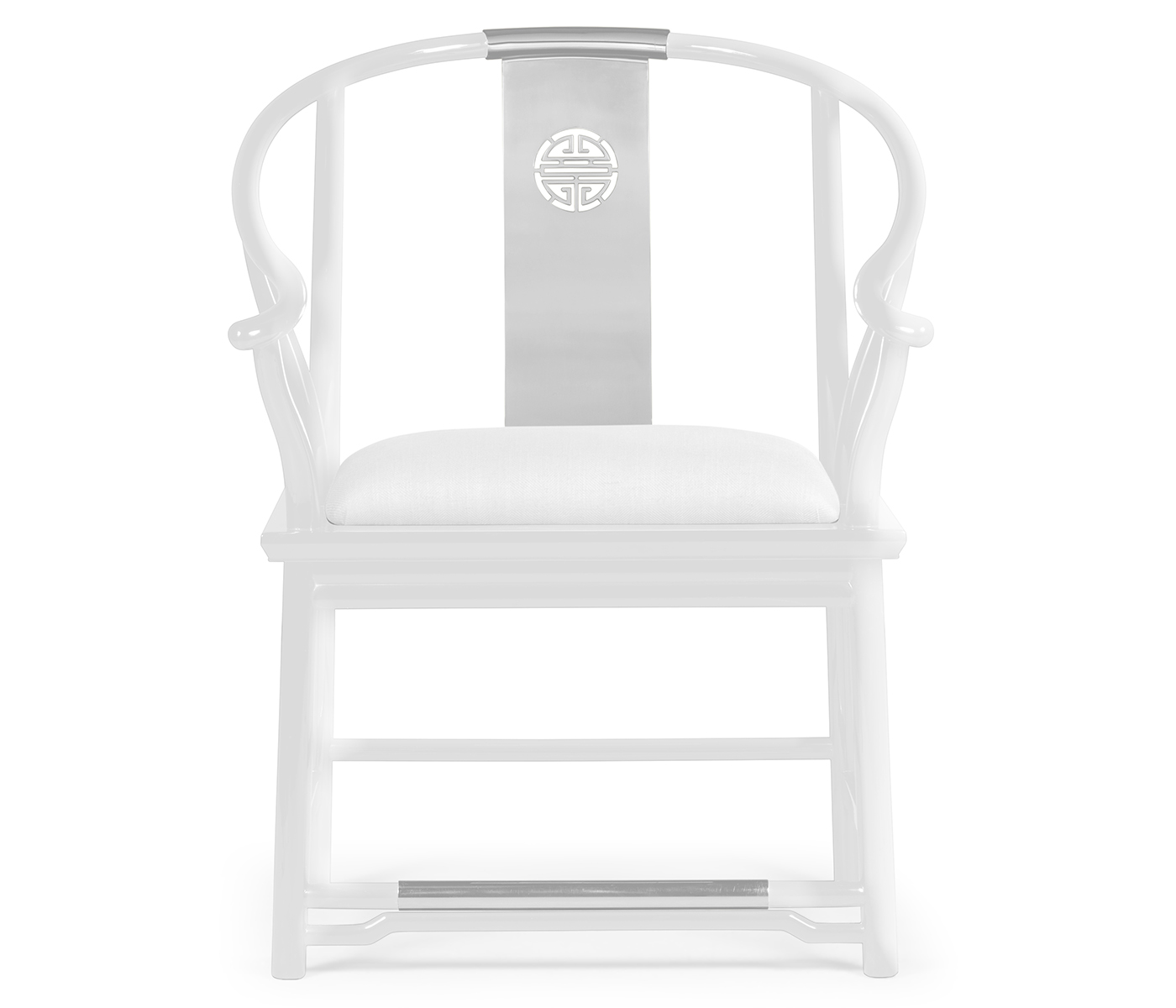 Fusion Rounded White Gloss & Stainless Steel Dining Arm Chair