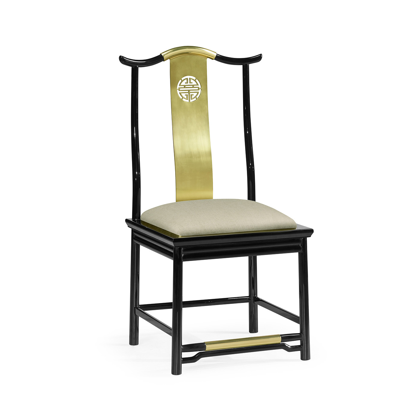 Fusion Black Gloss & Brass Dining Side Chair