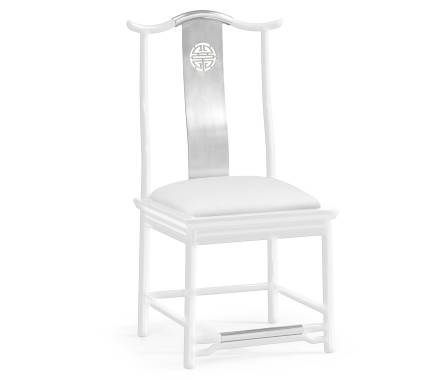 Fusion White Gloss & Stainless Steel Dining Side Chair