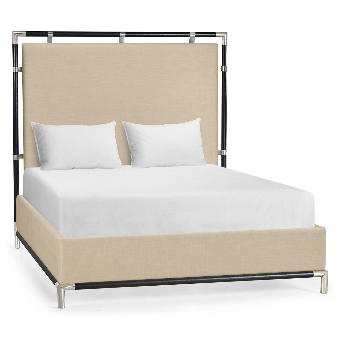 Campaign Style Ebonised Oak UK Queen Bed