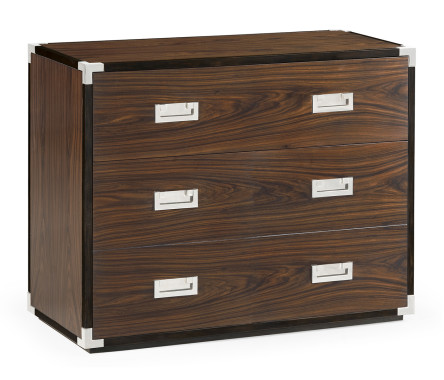 Campaign Style Dark Santos Rosewood Chest of Three Drawers