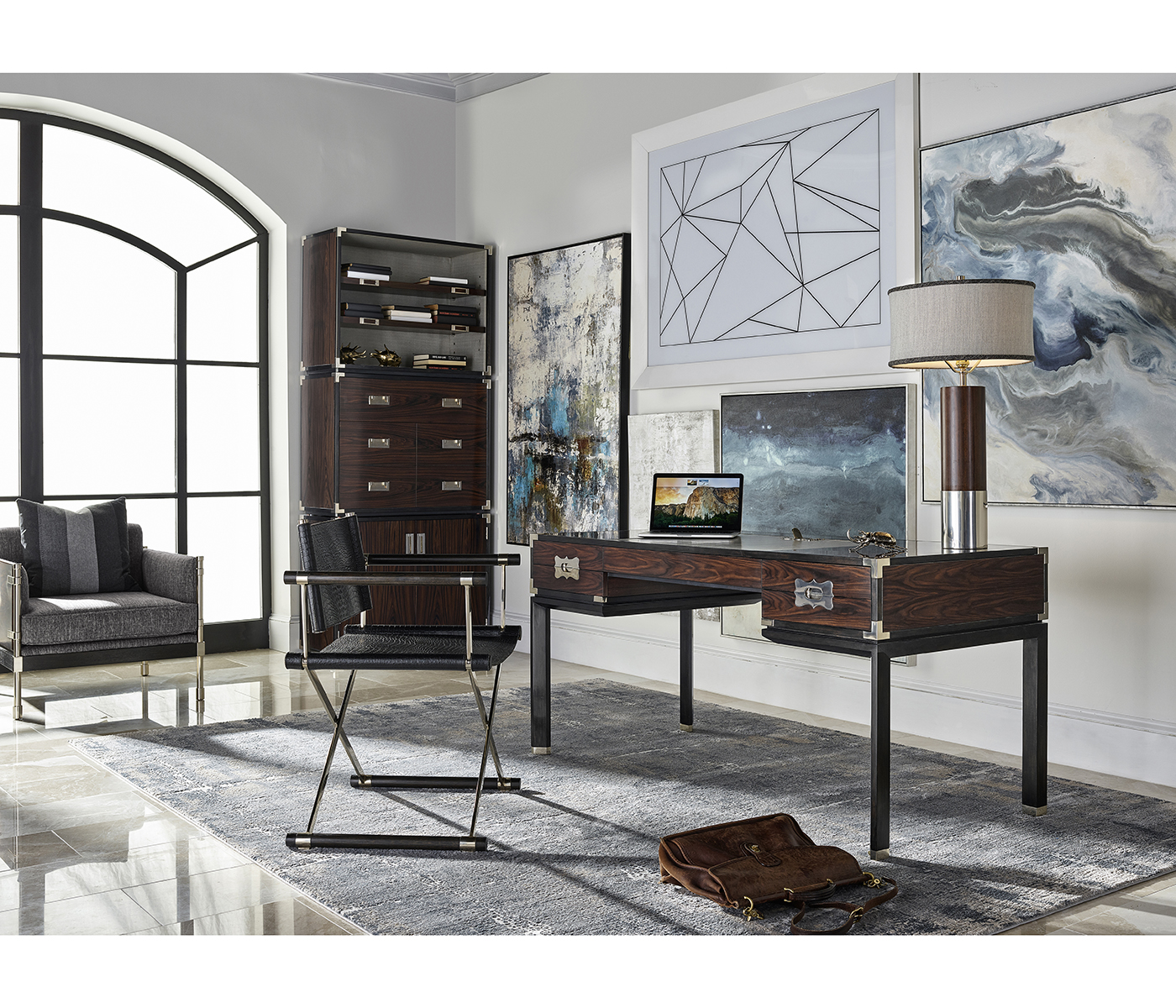 Campaign Style Dark Santos Rosewood Chest of Three Drawers