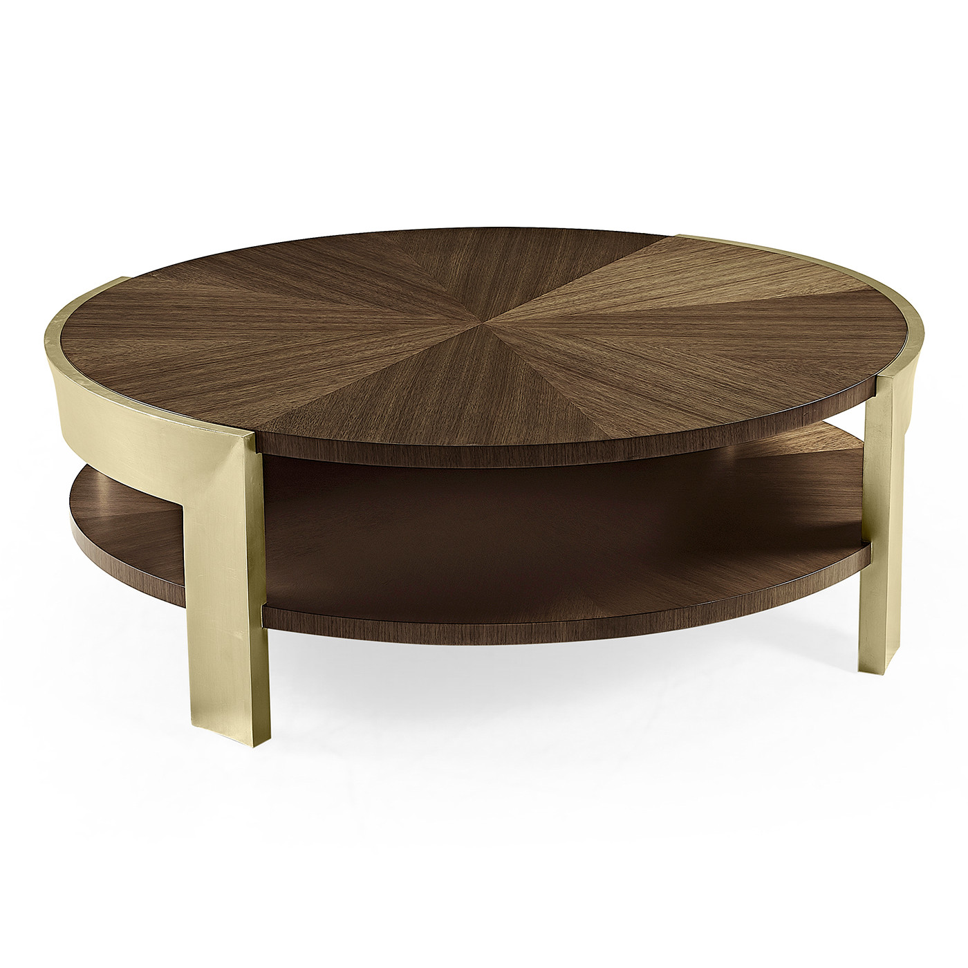 Gatsby Contemporary Round Dark Grey Walnut & Champagne Silver-leaf Coffee Table