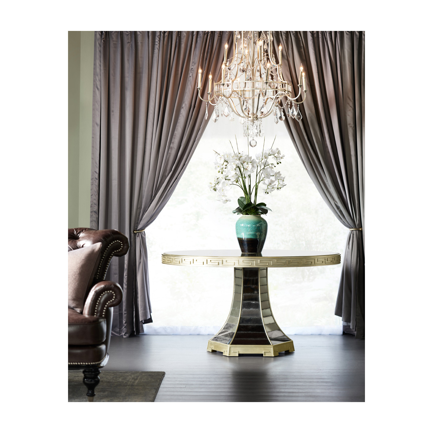 Round Greek Key Dining Table 55