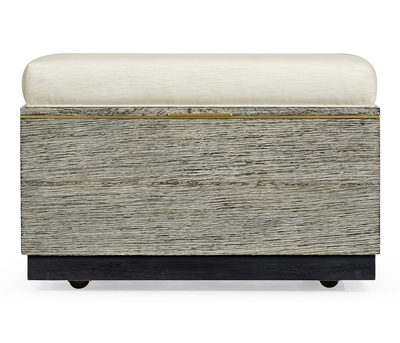 Geometric Dark French Oak Stool with Inside Storage on Wheels