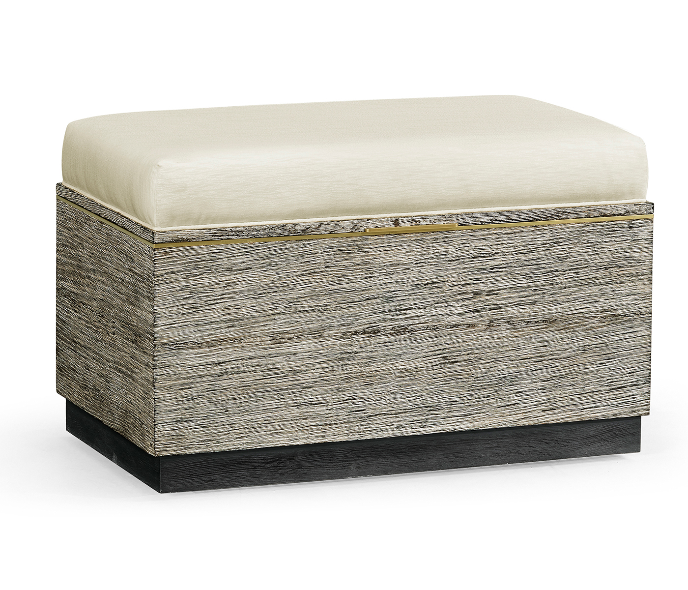 Geometric Dark French Oak Stool with Inside Storage on Wheels