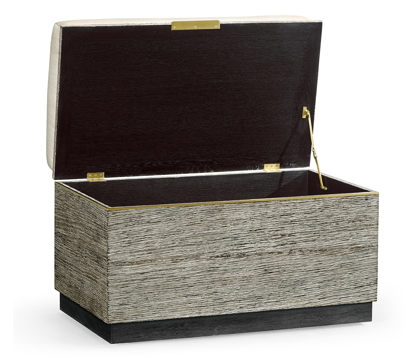 Geometric Dark French Oak Stool with Inside Storage on Wheels