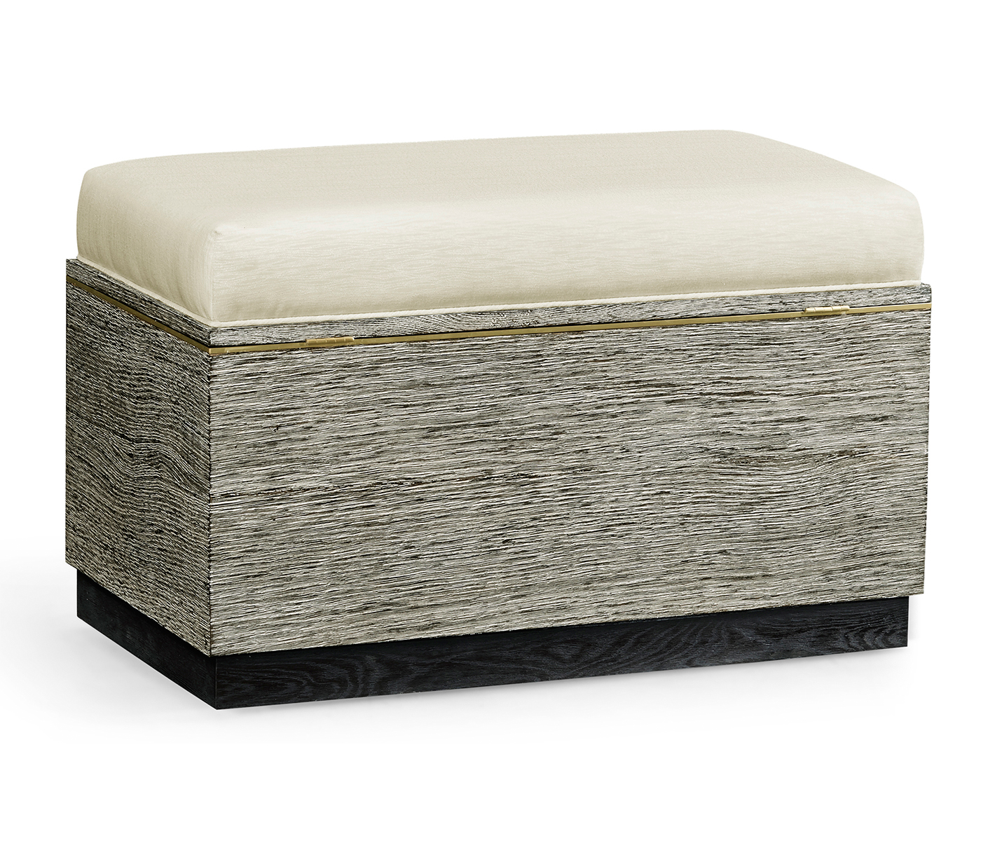 Geometric Dark French Oak Stool with Inside Storage on Wheels