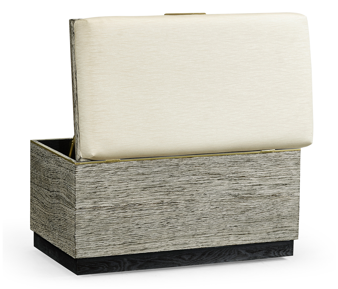 Geometric Dark French Oak Stool with Inside Storage on Wheels