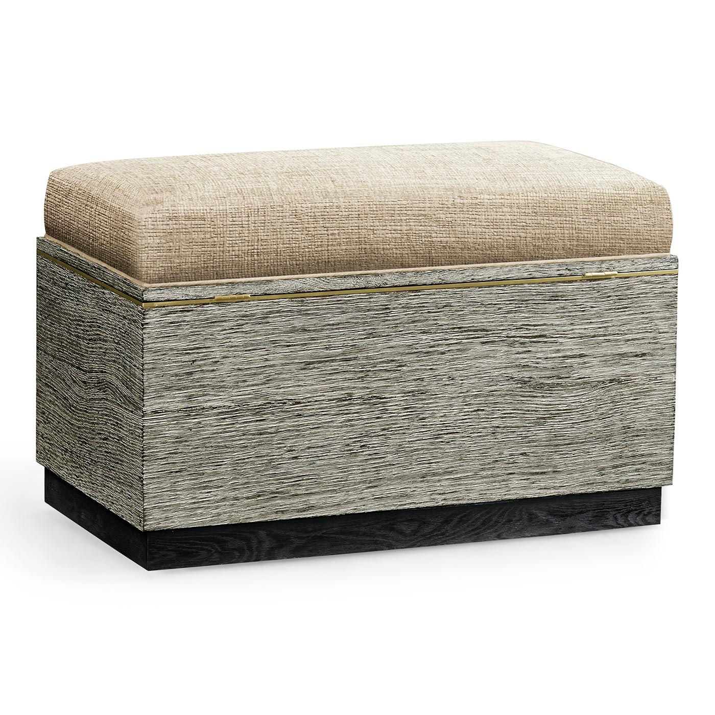 Geometric Dark French Oak Stool with Inside Storage on Wheels