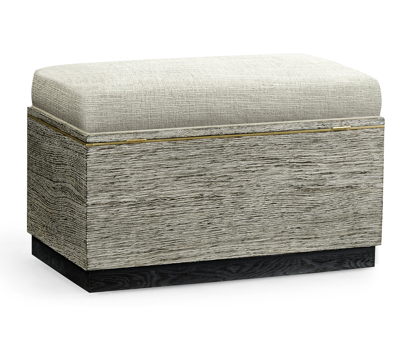 Geometric Dark French Oak Stool with Inside Storage on Wheels