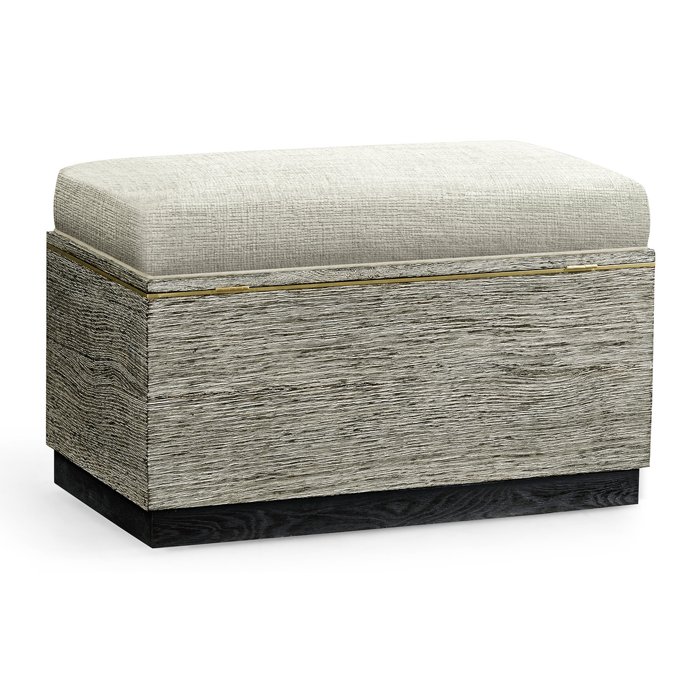 Geometric Dark French Oak Stool with Inside Storage on Wheels