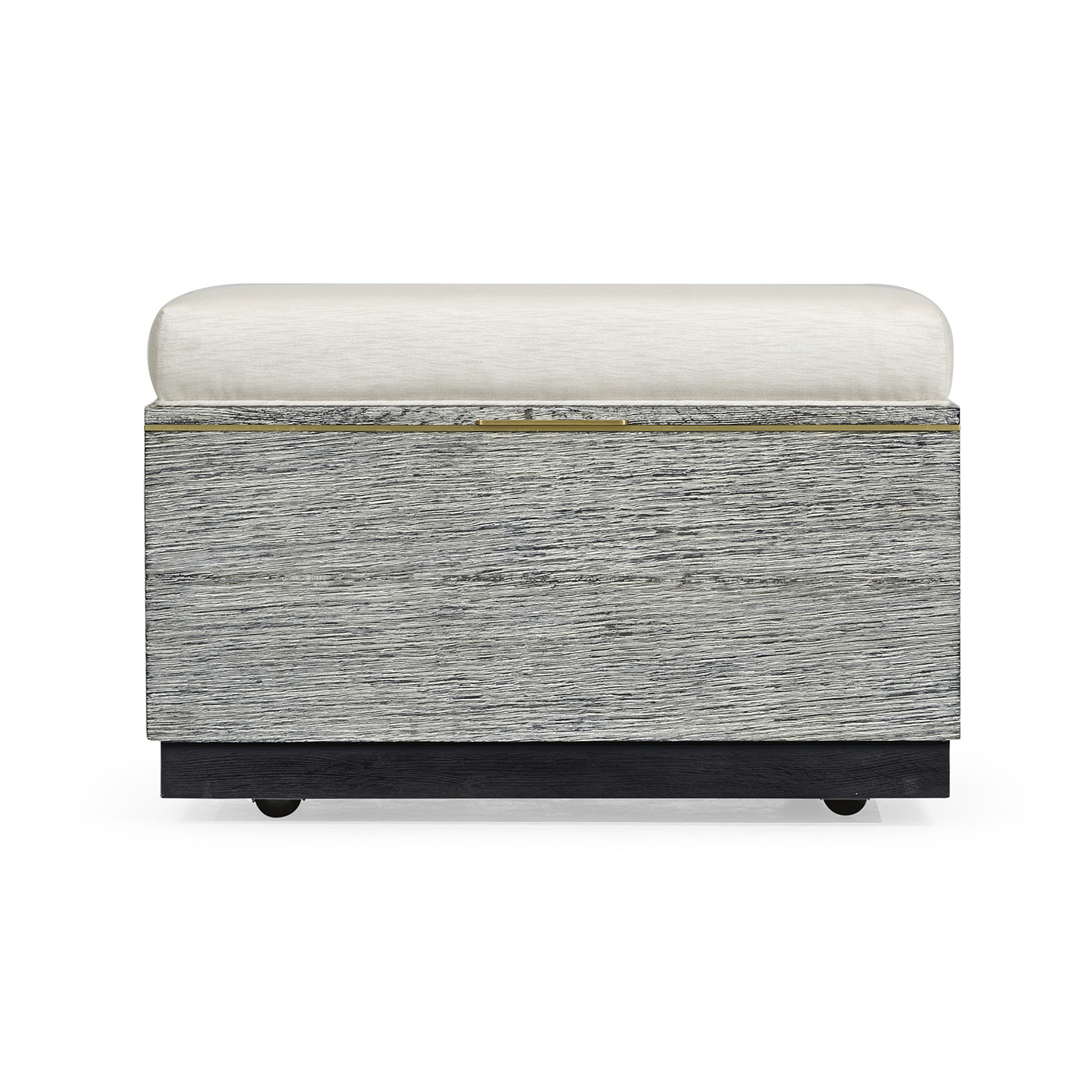 Geometric Dark French Oak Stool with Inside Storage on Wheels