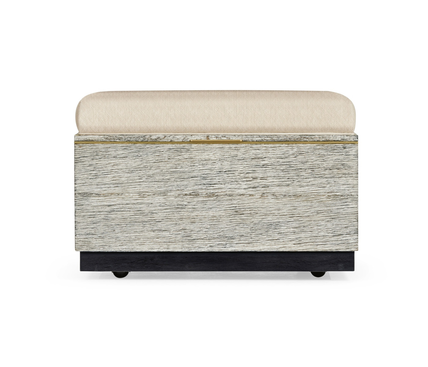 Geometric Light French Oak Stool with Inside Storage on Wheels