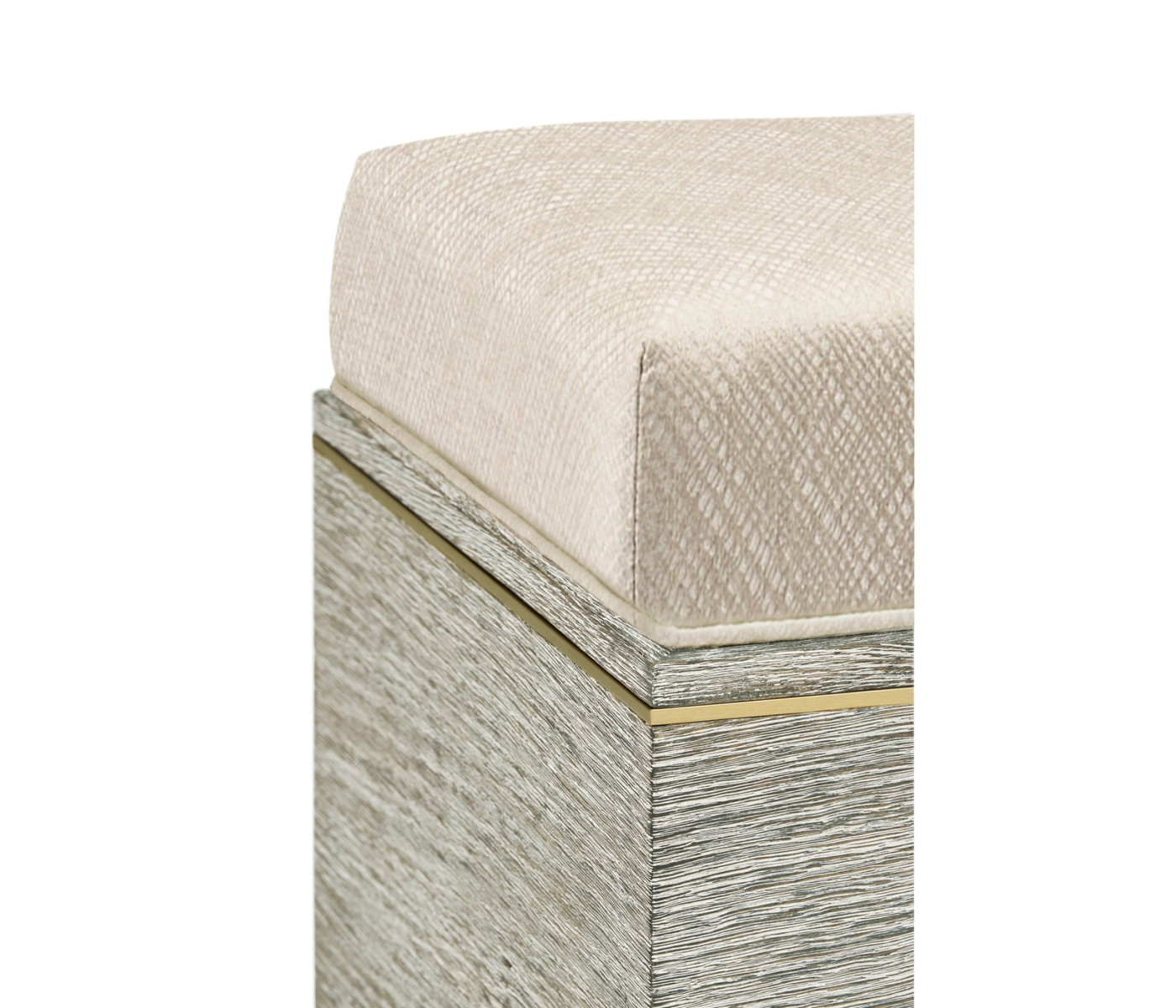 Geometric Light French Oak Stool with Inside Storage on Wheels