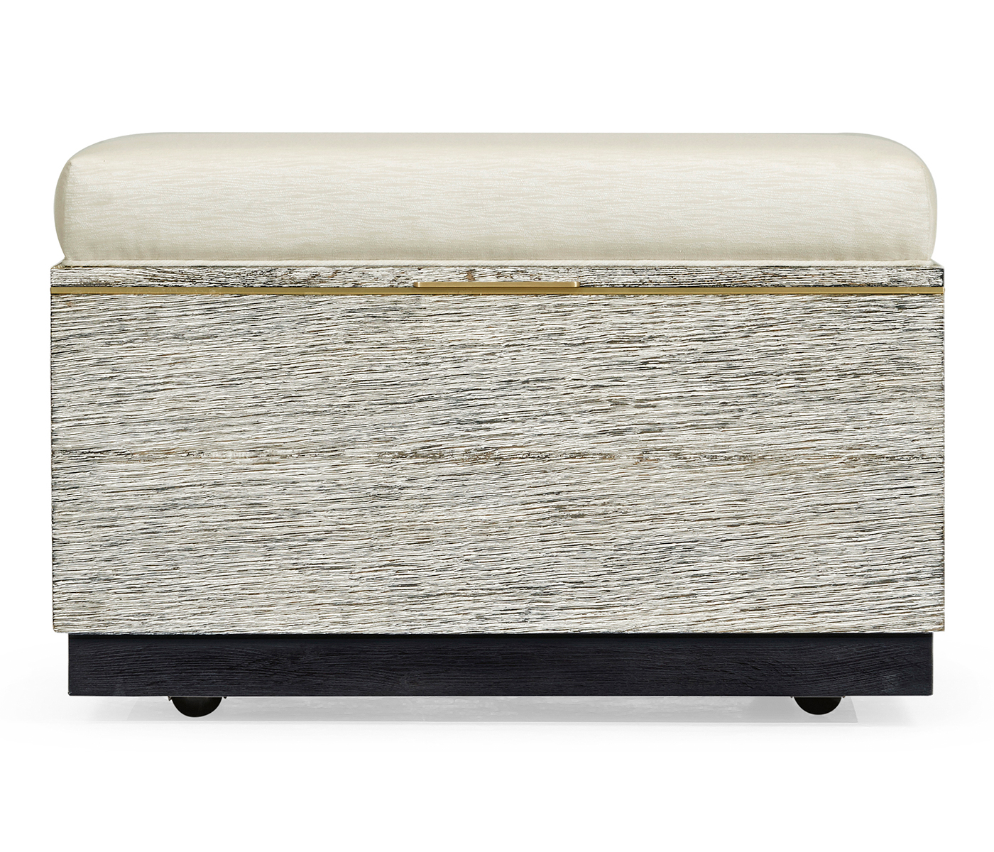 Geometric Light French Oak Stool with Inside Storage on Wheels