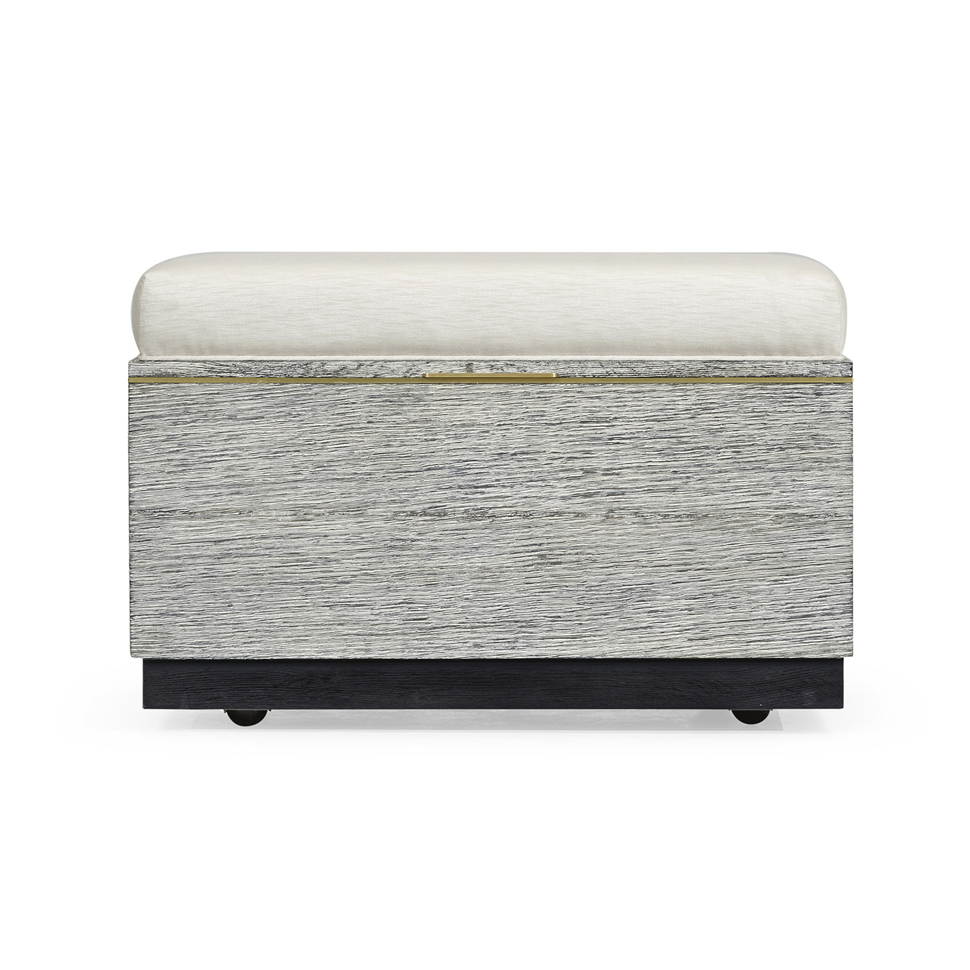 Geometric Light French Oak Stool with Inside Storage on Wheels