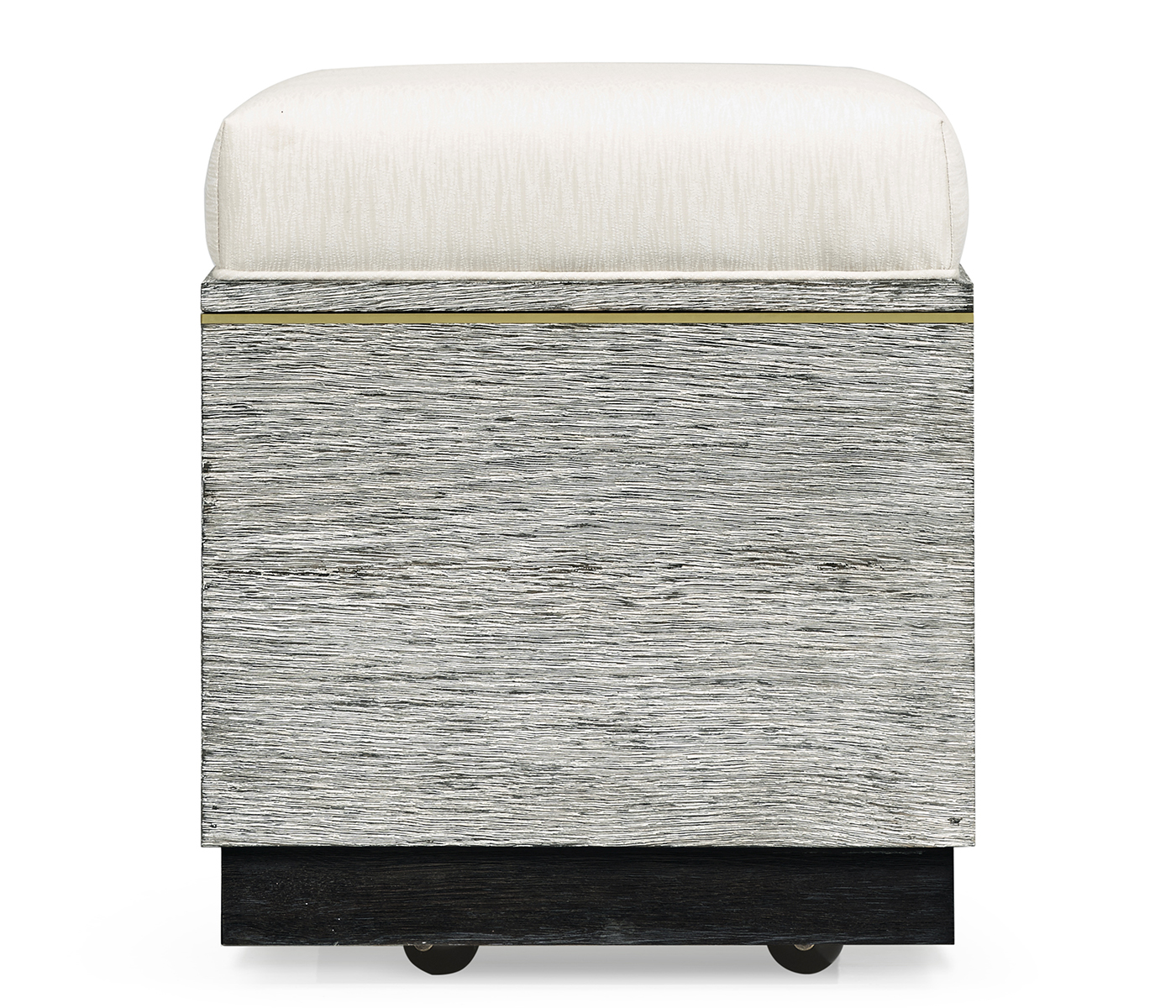 Geometric Light French Oak Stool with Inside Storage on Wheels