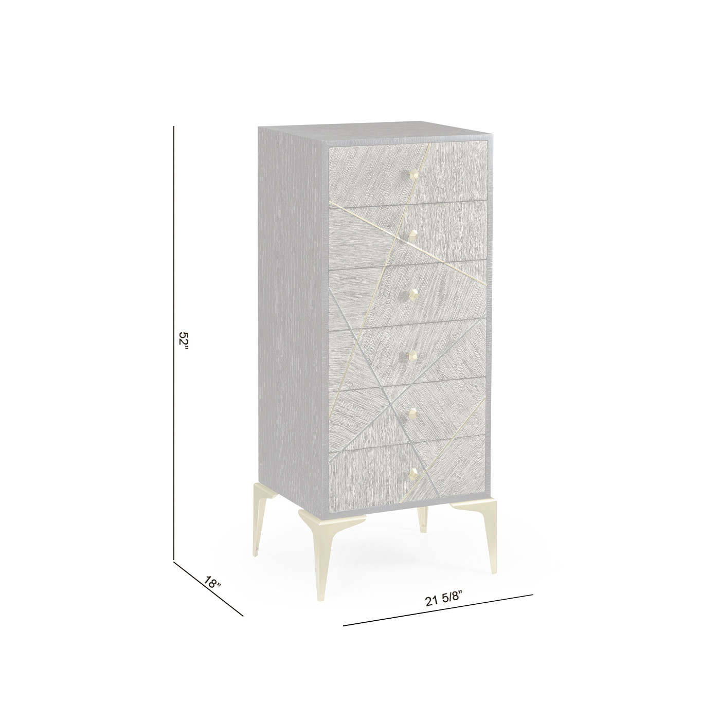 Geometric Tall Dark French Oak Chest of Six Drawers