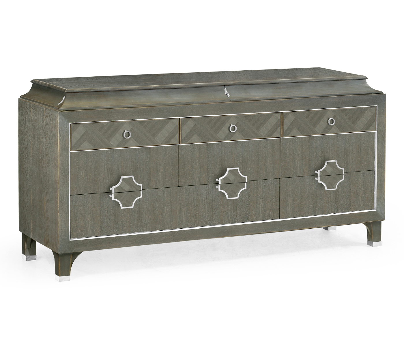 Pewter Oak Buffet with Eleven Drawers