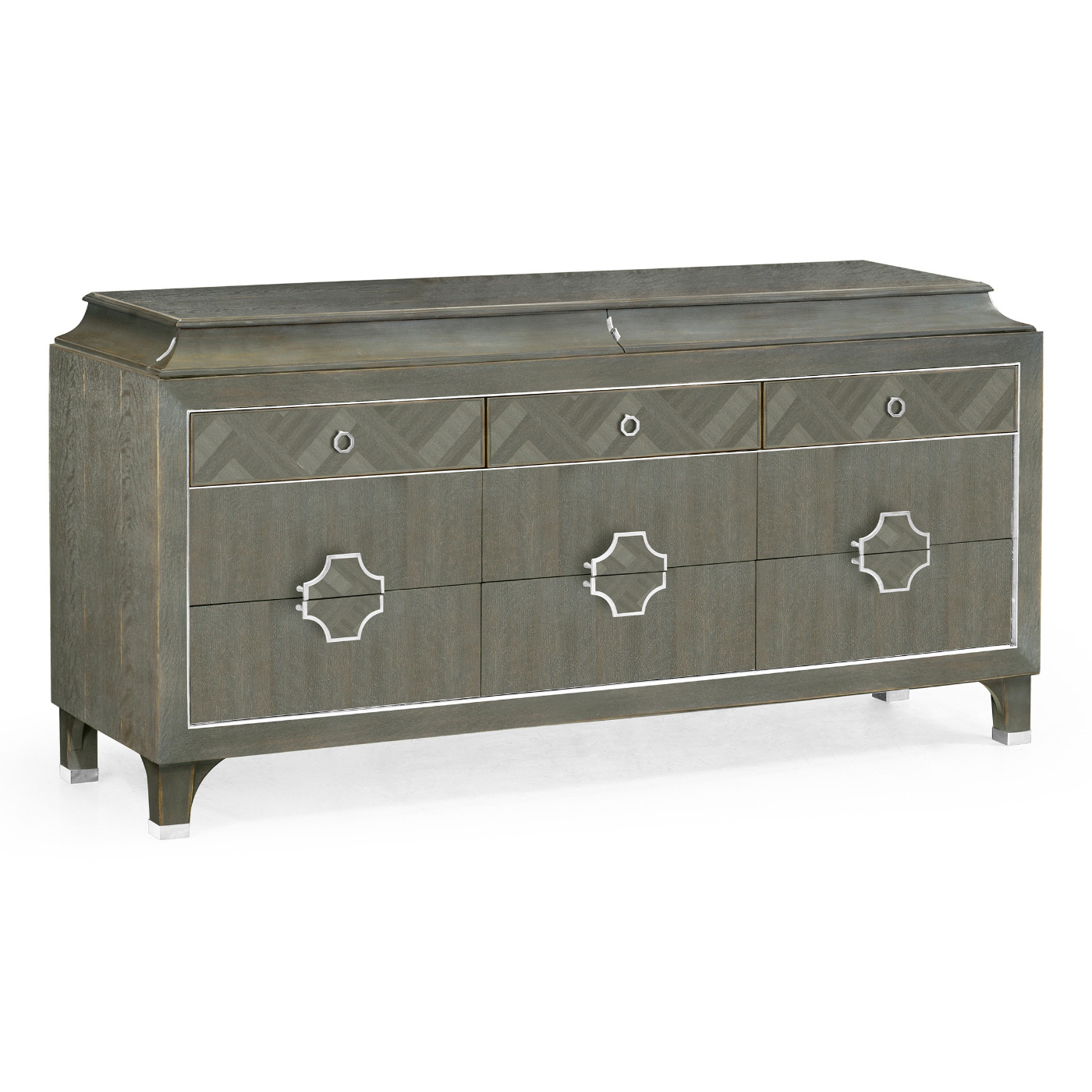 Pewter Oak Buffet with Eleven Drawers