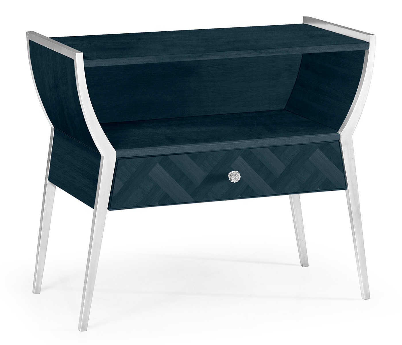 Rectangular Antique Blue Oak Bedside Table