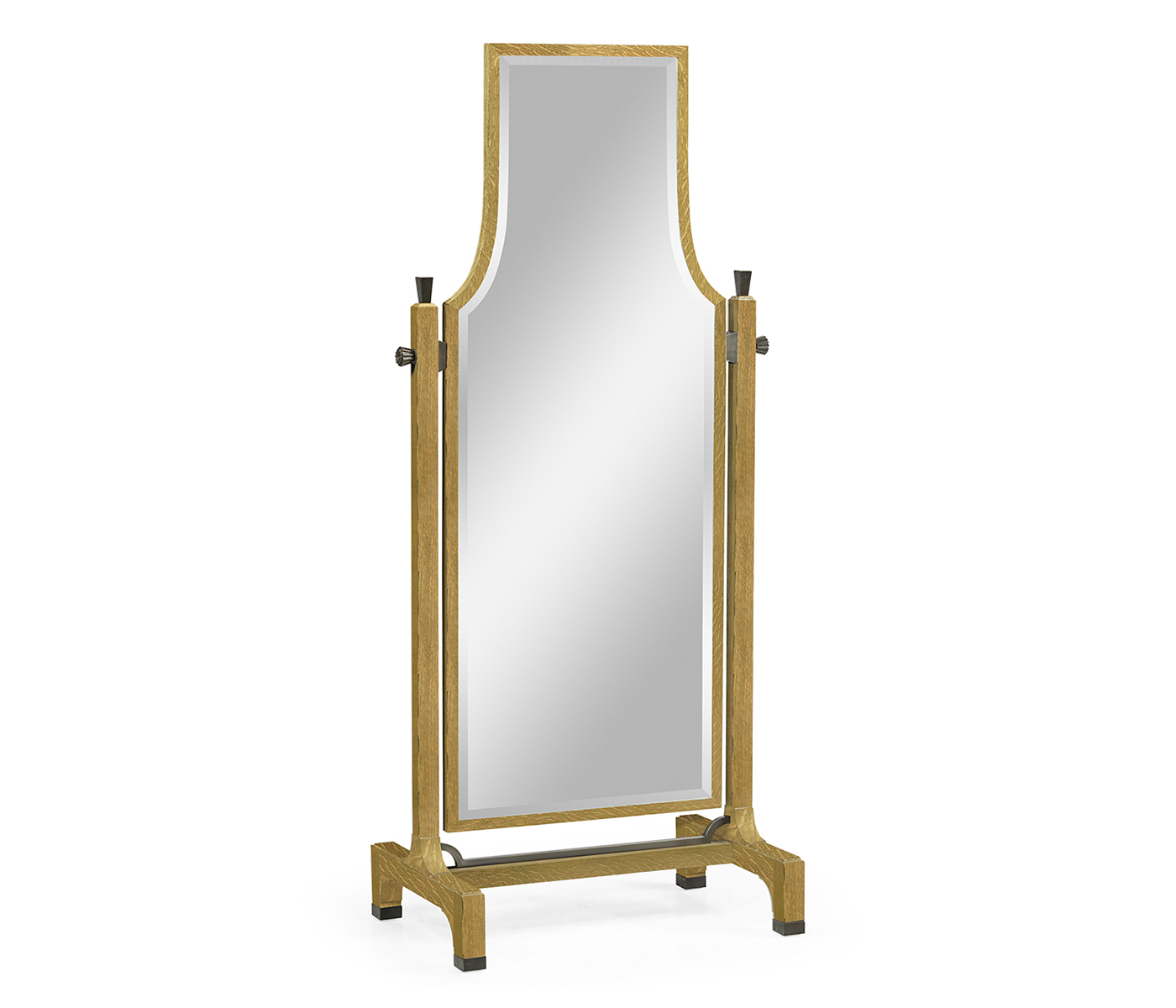 Curved Natural Oak Floor Standing Mirror that Swivels