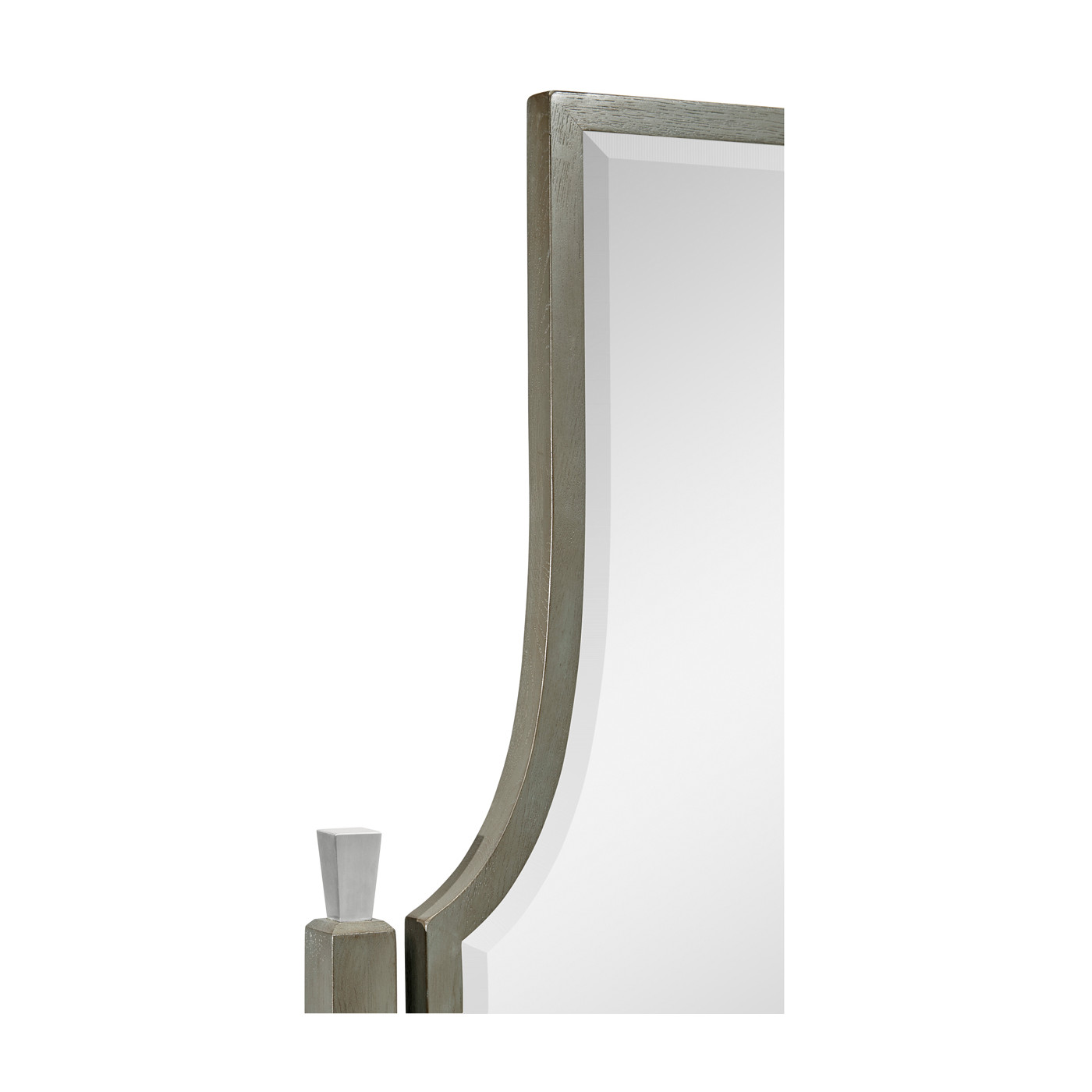 Curved Pewter Oak Floor Standing Mirror that Swivels