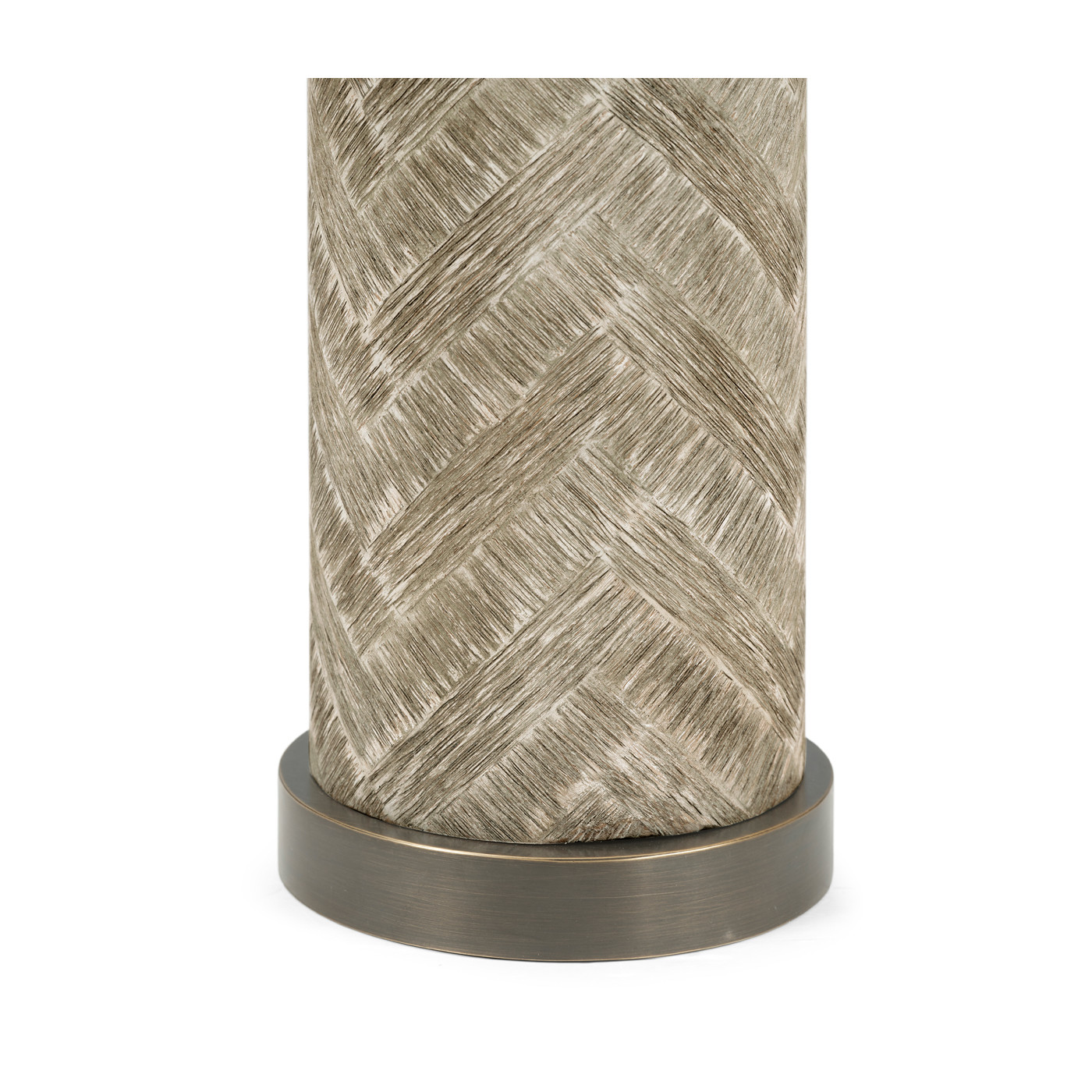 Circular Grey Oak & Brass Table Lamp