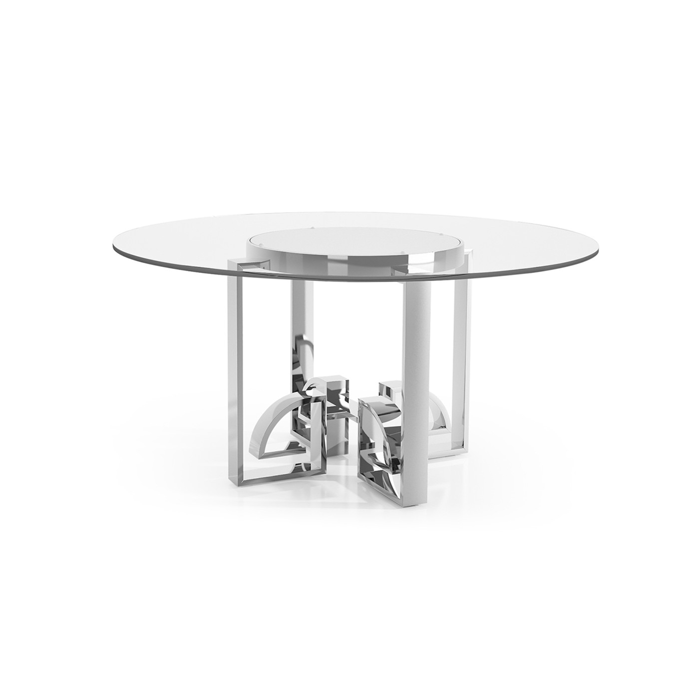 Asian Fusion Stainless Steel & Glass Top Dining Table 60