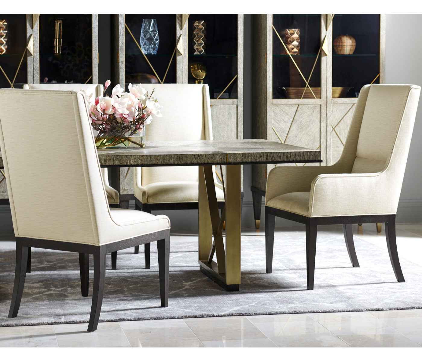 Geometric Channel Back Arm Chair