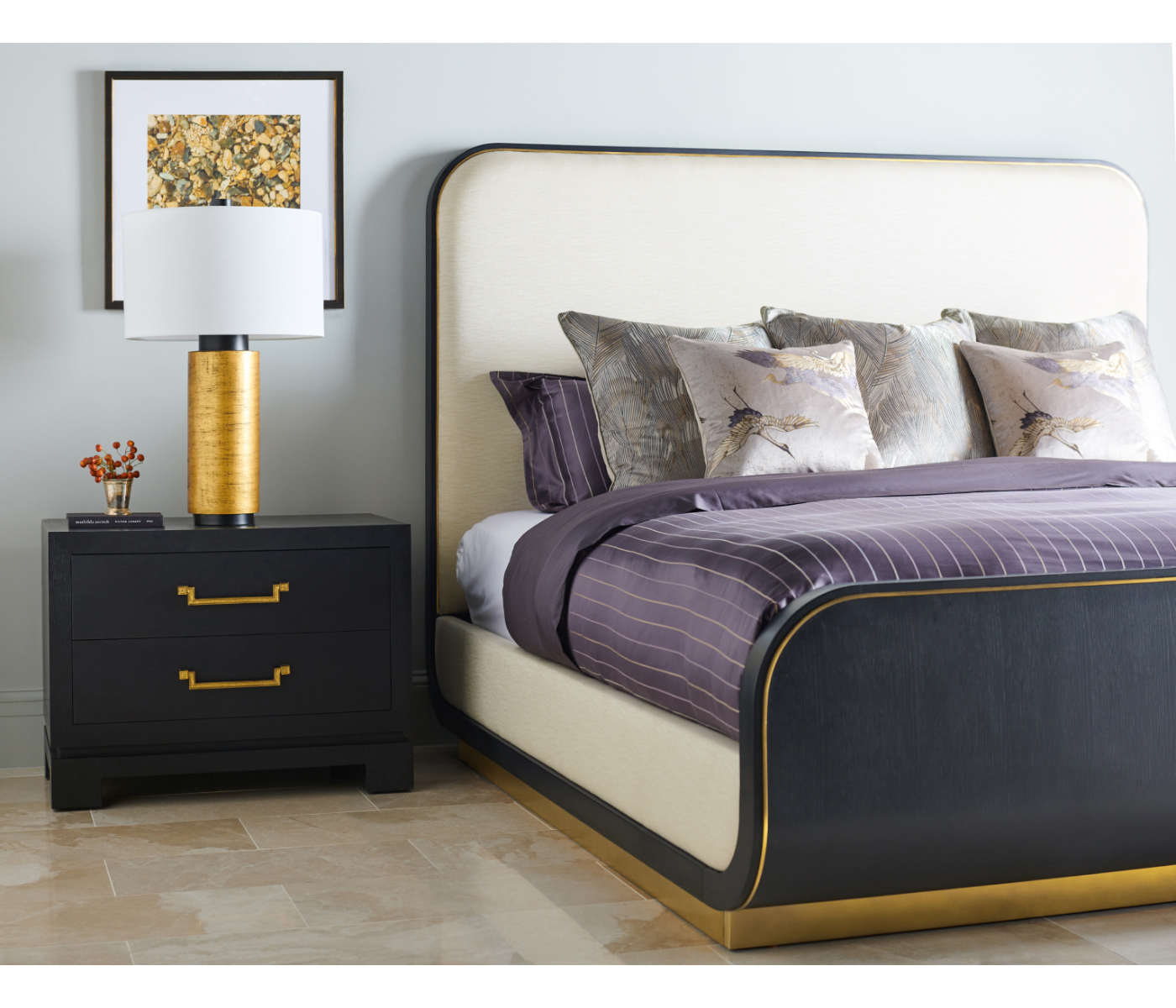 Fusion Curved Ebonised Oak US King Bed