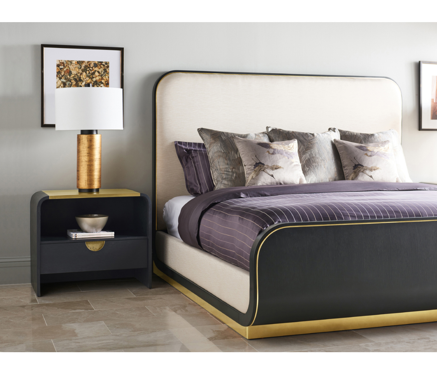 Fusion Curved Ebonised Oak US Queen Bed