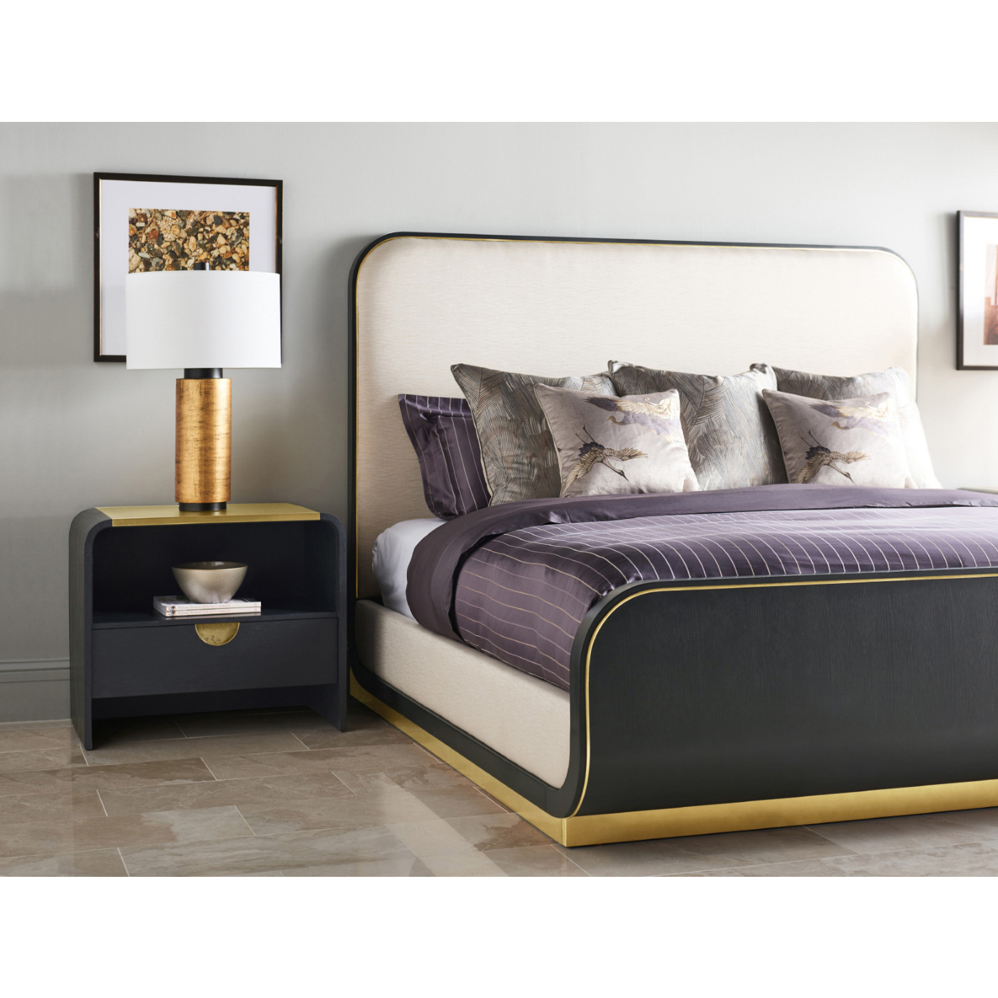 Fusion Curved Ebonised Oak US Queen Bed