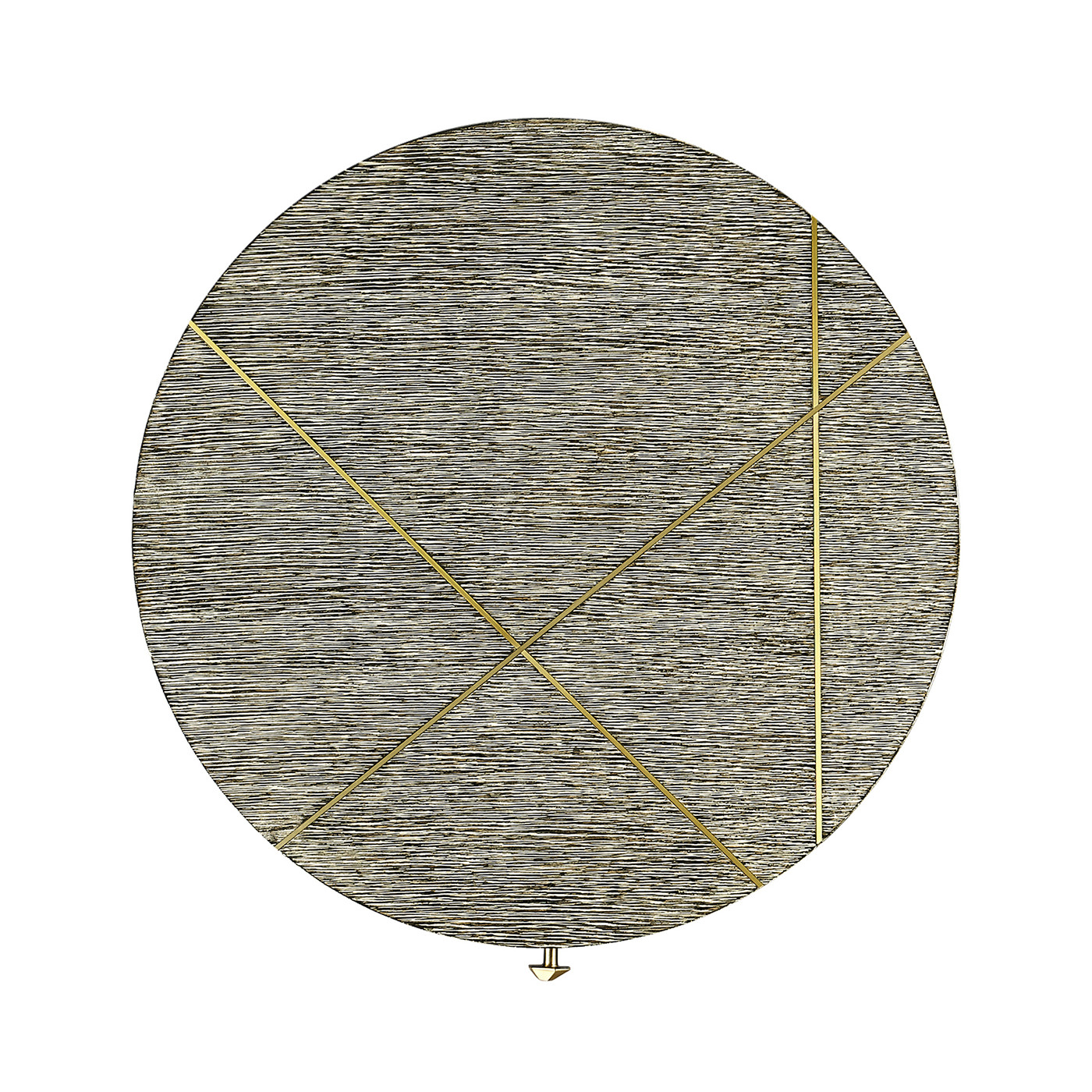 Geometric Circular Dark French Oak End Table with Drawer