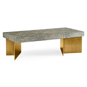 Geometric Rectangular Dark French Oak & Gilded Coffee Table